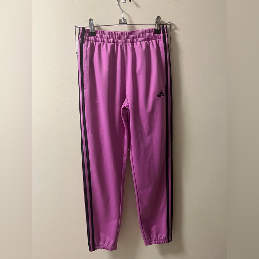Adidas Kids Joggers in Pink with Black Stripes